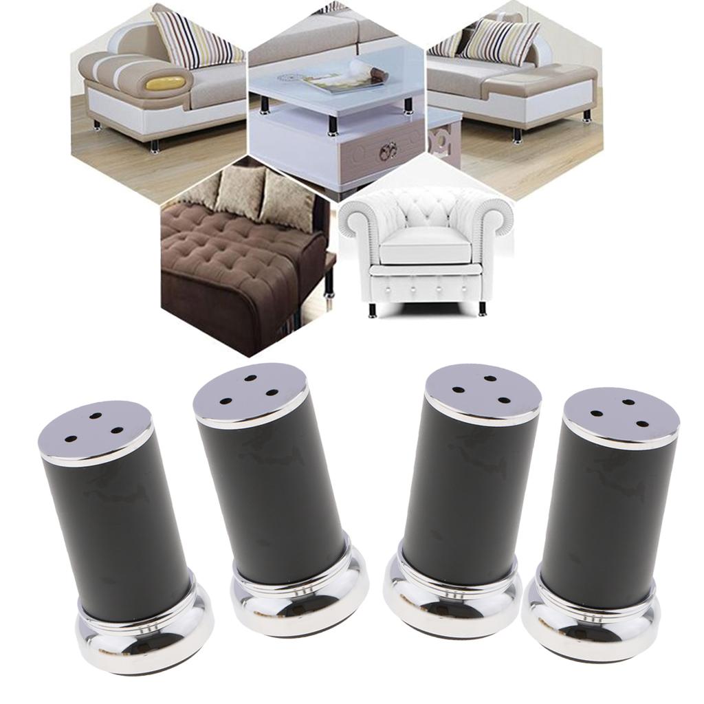 4Pcs Alloy Furniture Legs Tables Sofa Feet w/Rubber Base Height 10cm
