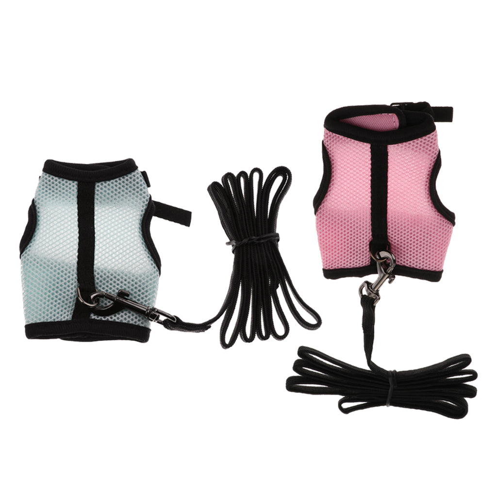 2Pcs Hamster Rabbit Guinea Pig Rat Ferret Breathable Mesh Harness Leash S