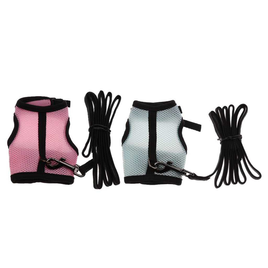 2Pcs Hamster Rabbit Guinea Pig Rat Ferret Breathable Mesh Harness Leash S