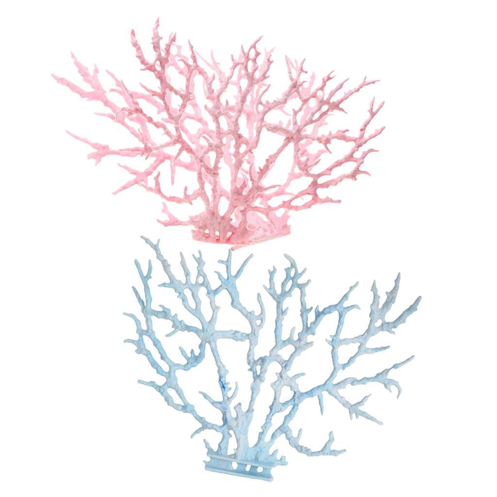 2Pcs Artificial Plant Plastic Coral for Aquarium Fish Tank Background Decor