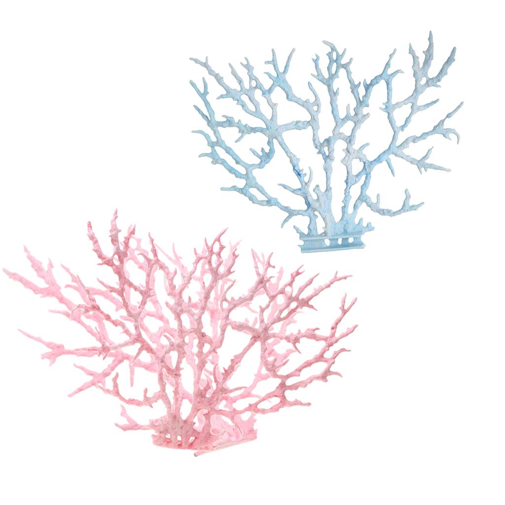 2Pcs Artificial Plant Plastic Coral for Aquarium Fish Tank Background Decor
