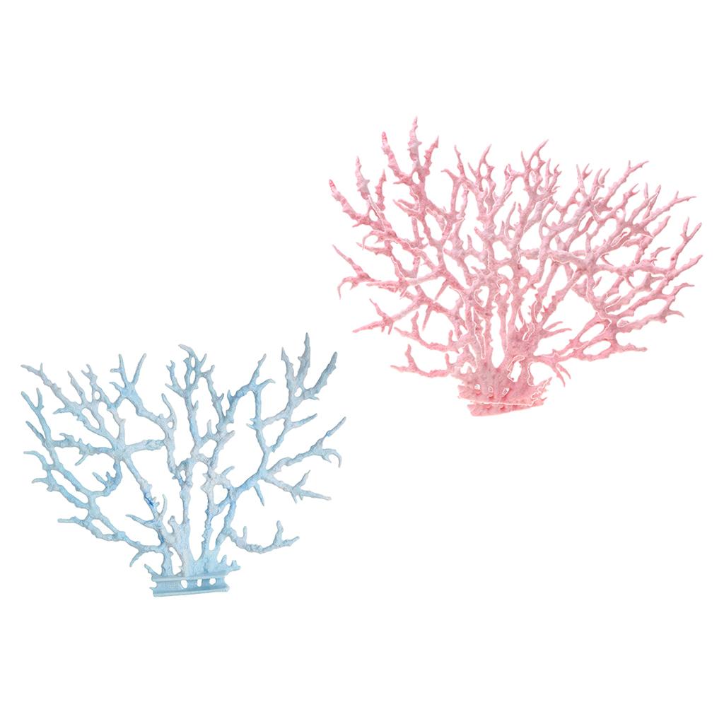 2Pcs Artificial Plant Plastic Coral for Aquarium Fish Tank Background Decor