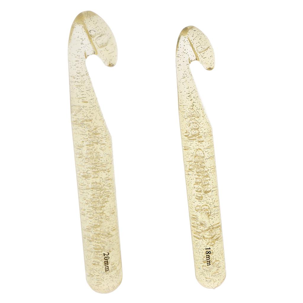 2 Pieces Plastic Crochet Hook Knitting Needles Sewing Tools Gold 18mm/20mm