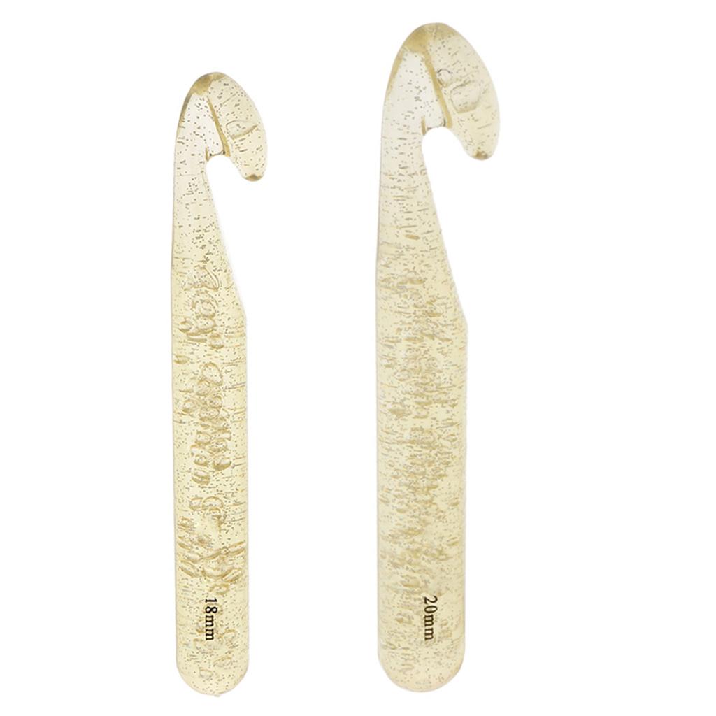2 Pieces Plastic Crochet Hook Knitting Needles Sewing Tools Gold 18mm/20mm