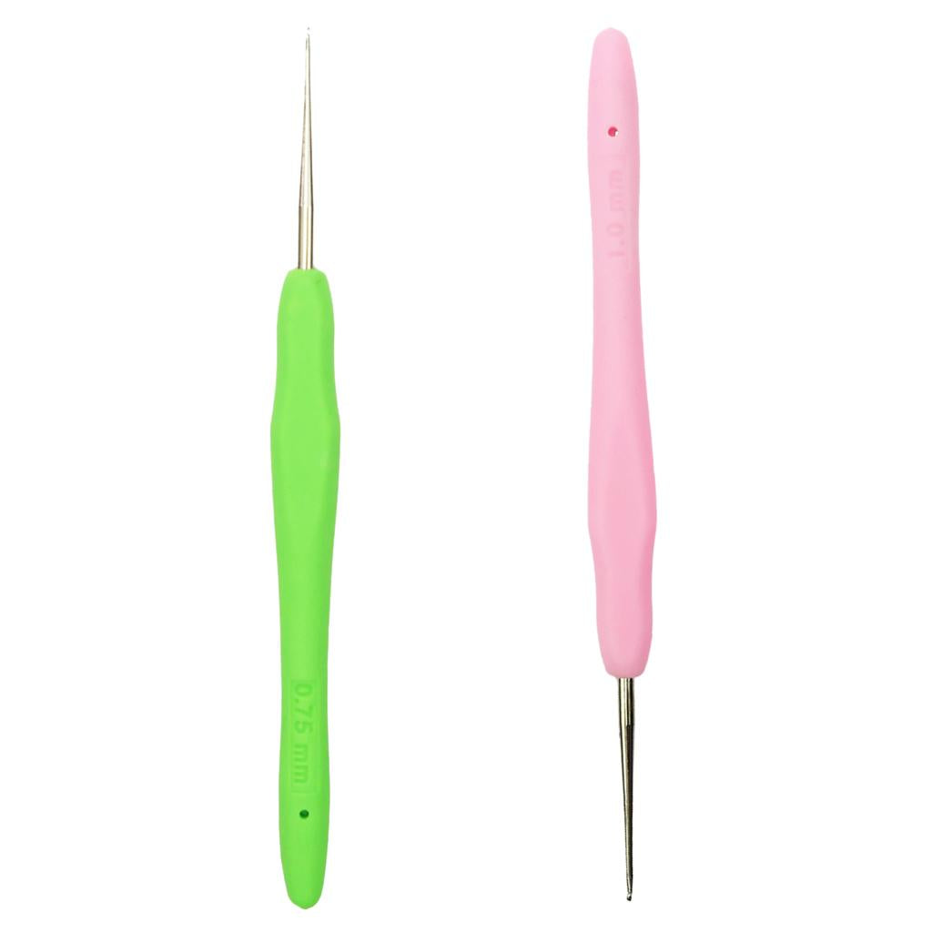 2pcs Soft Plastic Grip Handle Metal Crochet Hook for Hand Sewing Arts Tool