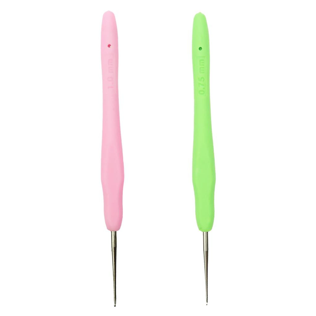 2pcs Soft Plastic Grip Handle Metal Crochet Hook for Hand Sewing Arts Tool