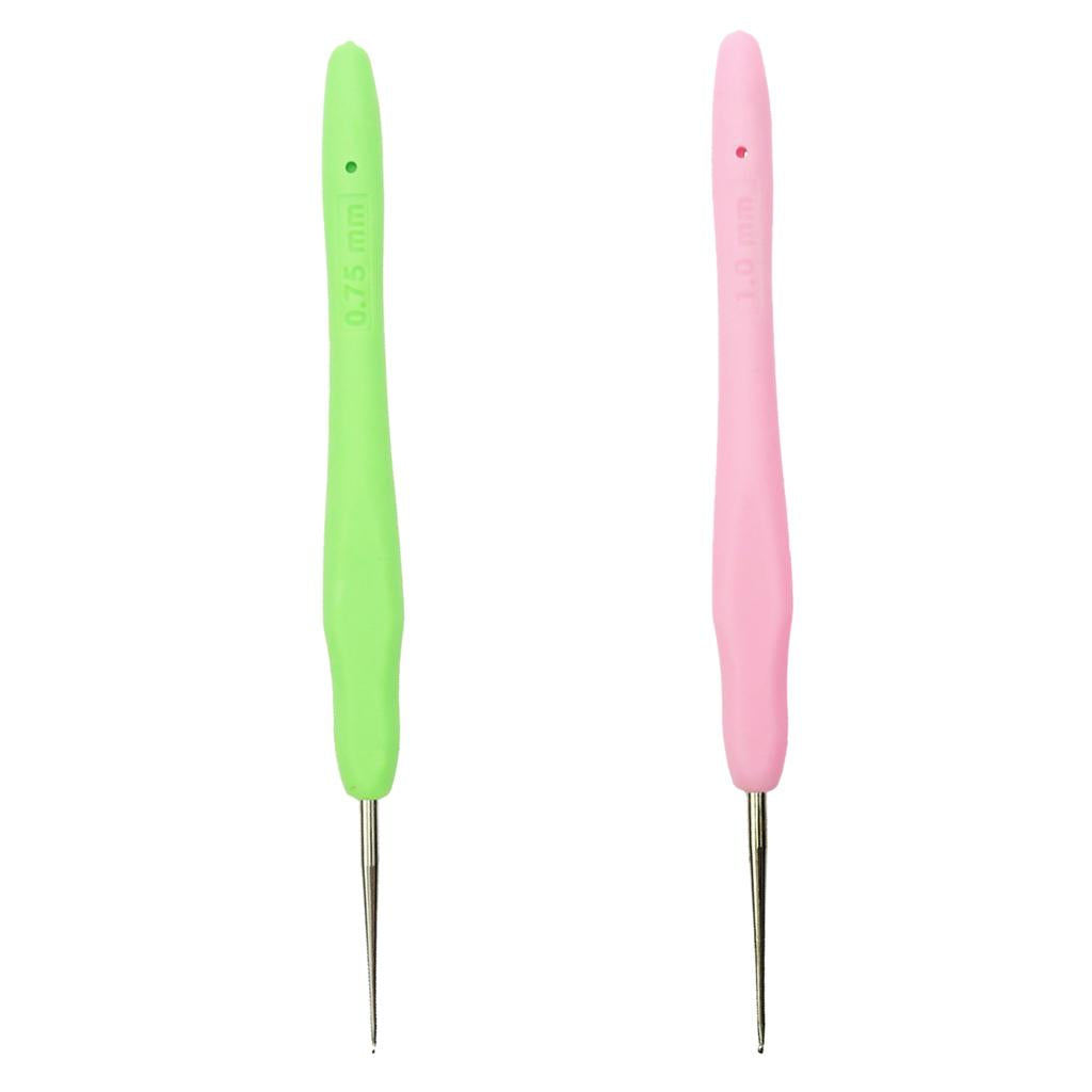2pcs Soft Plastic Grip Handle Metal Crochet Hook for Hand Sewing Arts Tool