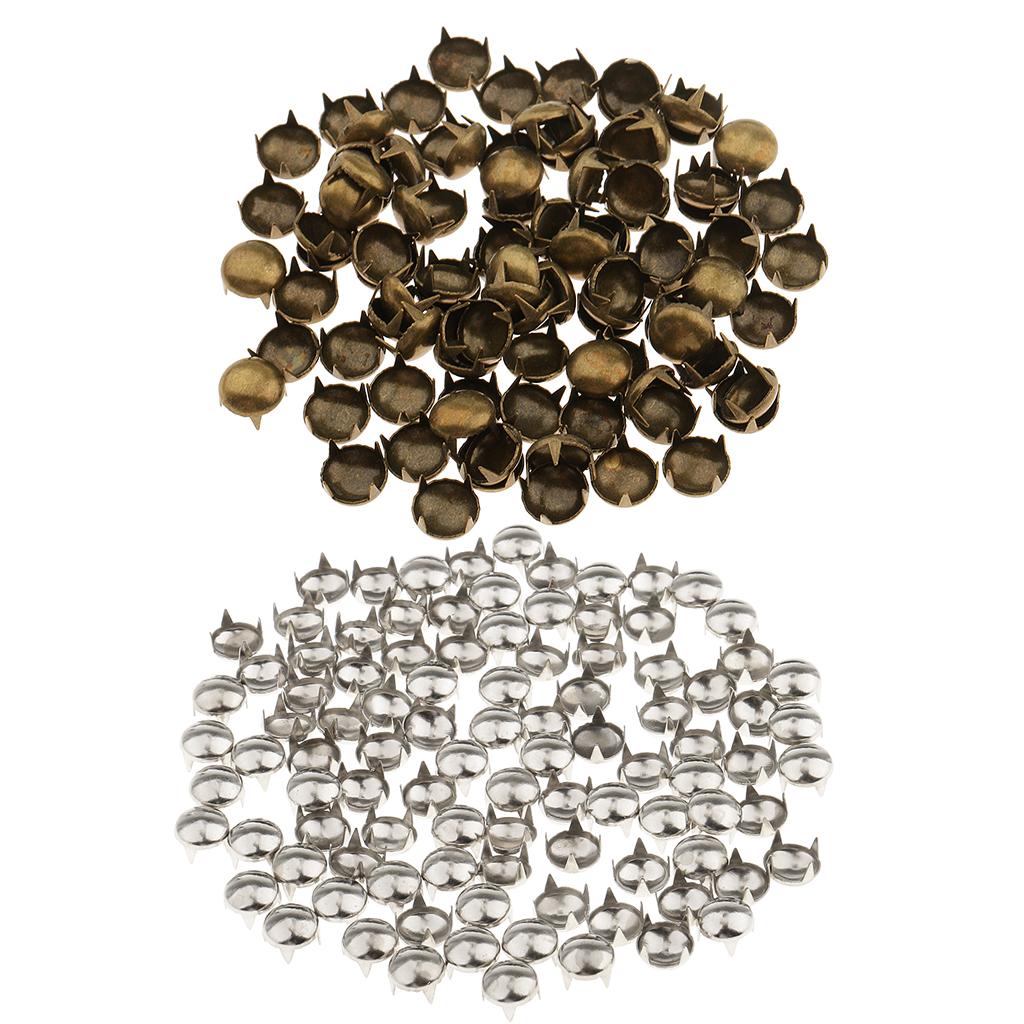 200Pcs Round Dome Spike Rivet Studs Spots for Clothing Hat Bag Leather Craft