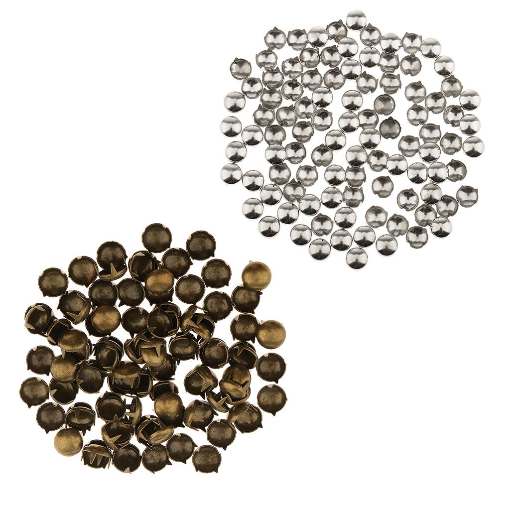 200Pcs Round Dome Spike Rivet Studs Spots for Clothing Hat Bag Leather Craft
