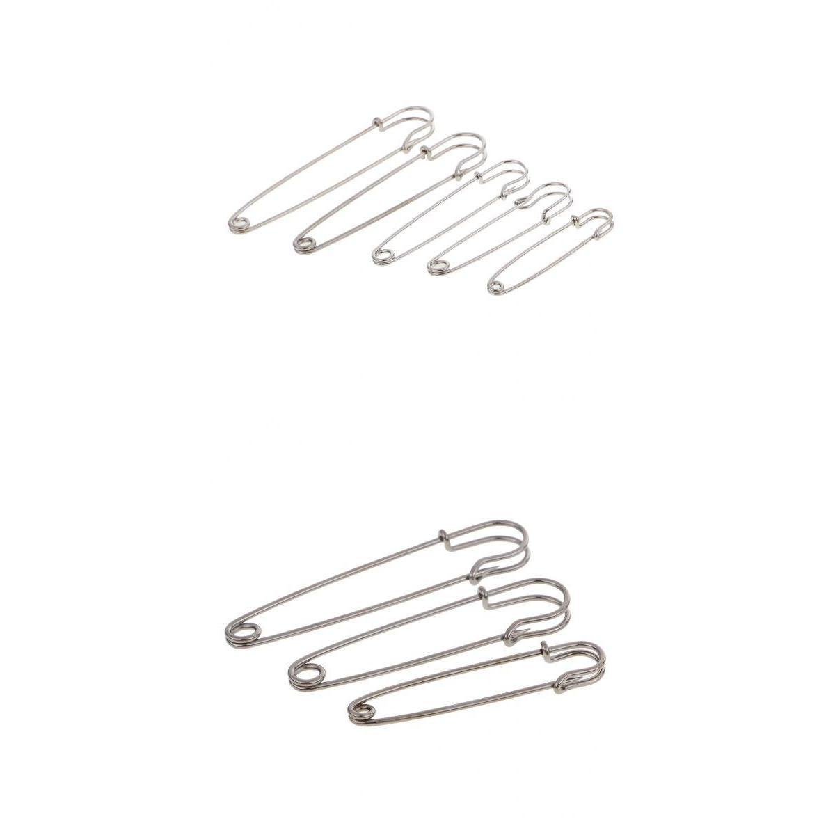 8pcs Silver Heavy Duty Stainless Steel Safety Pins for Blankets Skirts Grey
