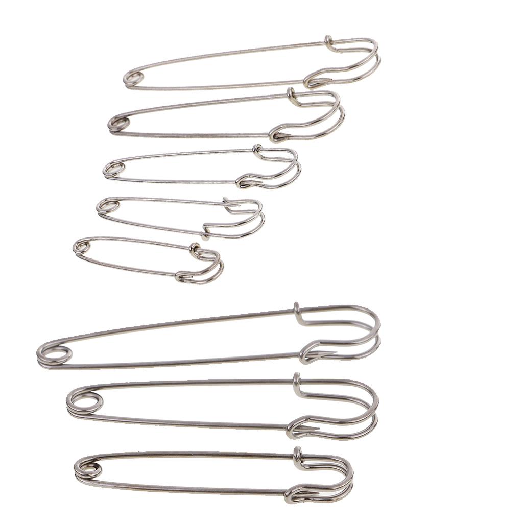 8pcs Silver Heavy Duty Stainless Steel Safety Pins for Blankets Skirts Grey