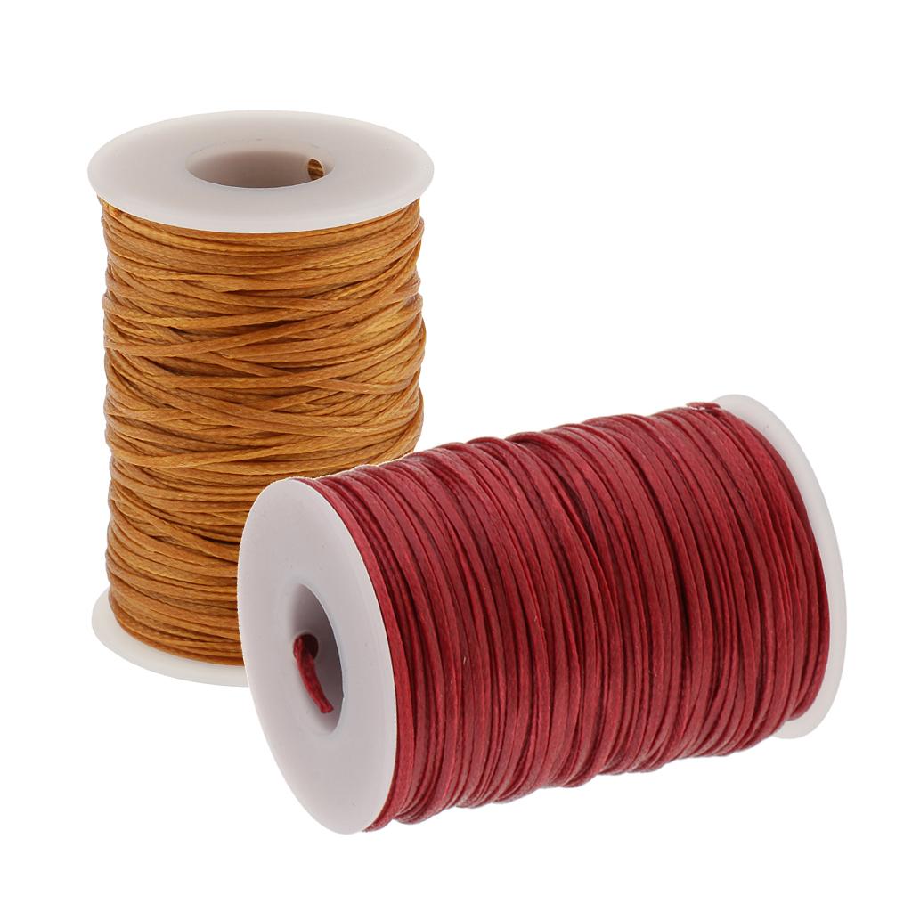 2Pcs Flat Line Waxed Thread For Sewing Leather Craft 1.2mm 70 Meters/Roll