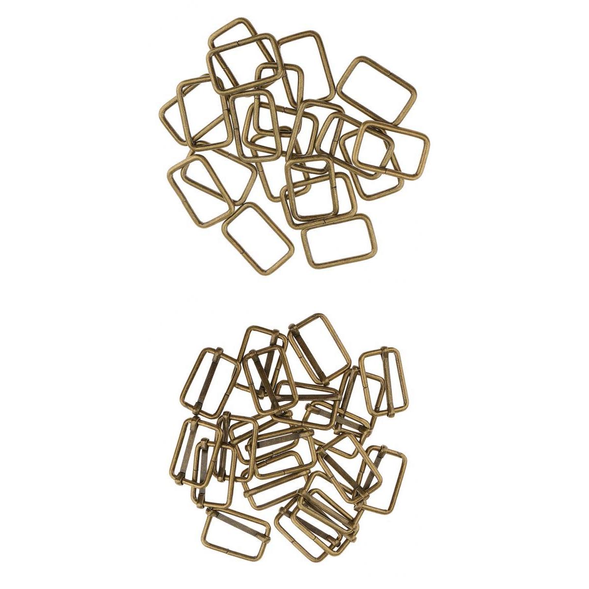 40 Pieces Bronze Metal Square Buckle Connector for DIY Overalls Pants Craft
