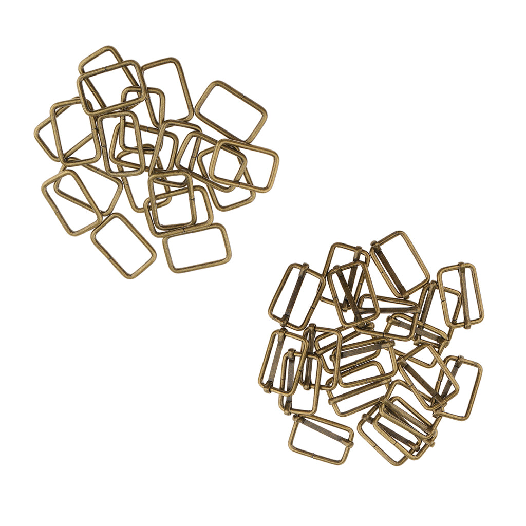 40 Pieces Bronze Metal Square Buckle Connector for DIY Overalls Pants Craft