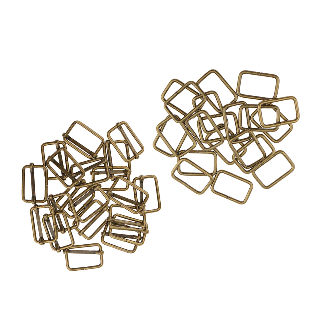 40 Pieces Bronze Metal Square Buckle Connector for DIY Overalls Pants Craft