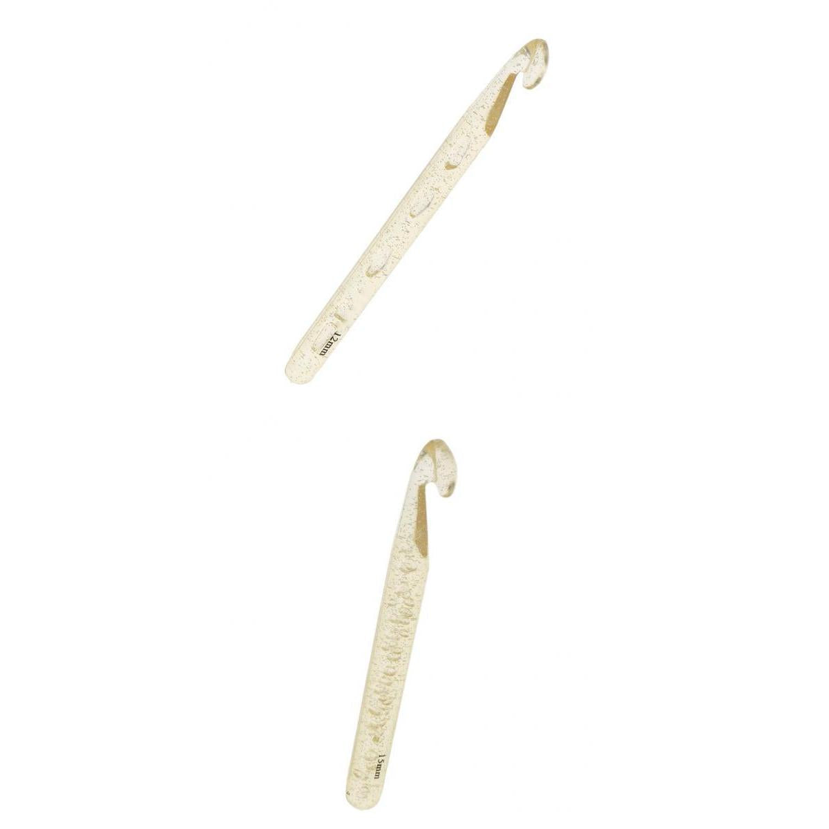 2Pcs Large Plastic Crochet Hook Knitting Needles Sewing Tools Gold 12mm 15mm