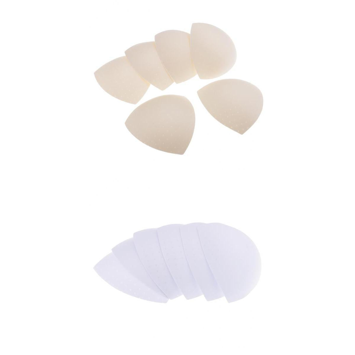 6 Pairs Triangle Sewing In Insert Foam Soft Cup Removable Padded White Beige