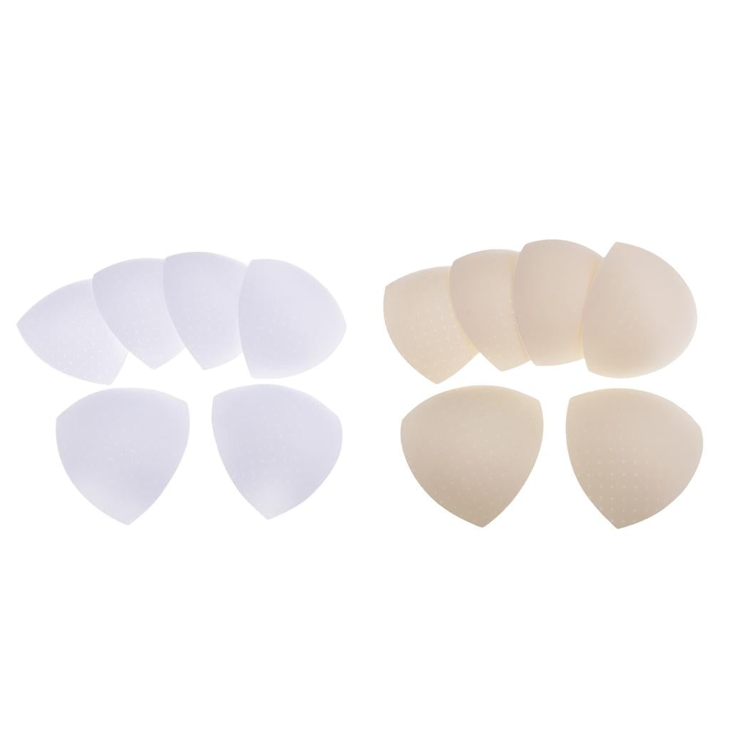 6 Pairs Triangle Sewing In Insert Foam Soft Cup Removable Padded White Beige