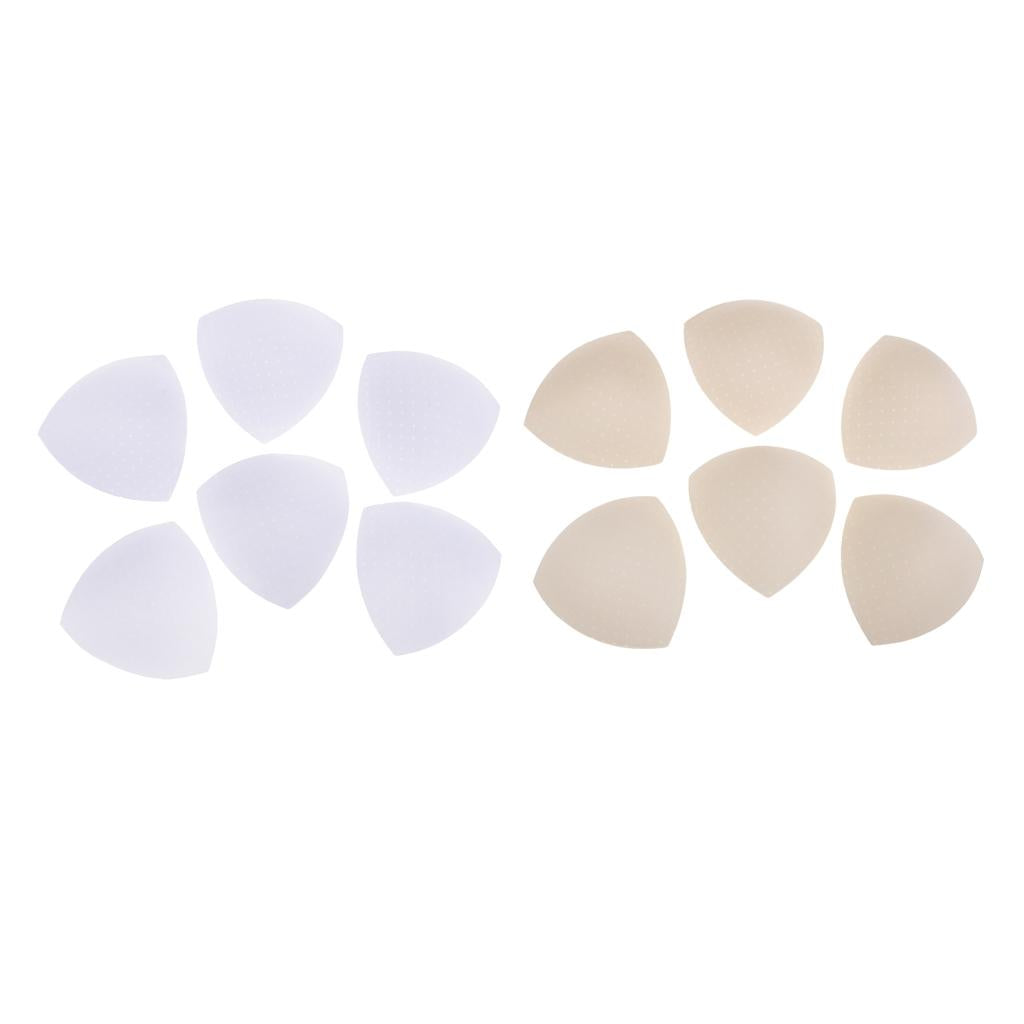 6 Pairs Triangle Sewing In Insert Foam Soft Cup Removable Padded White Beige