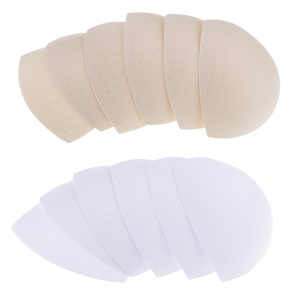6 Pairs Triangle Sewing In Insert Foam Soft Cup Removable Padded White Beige