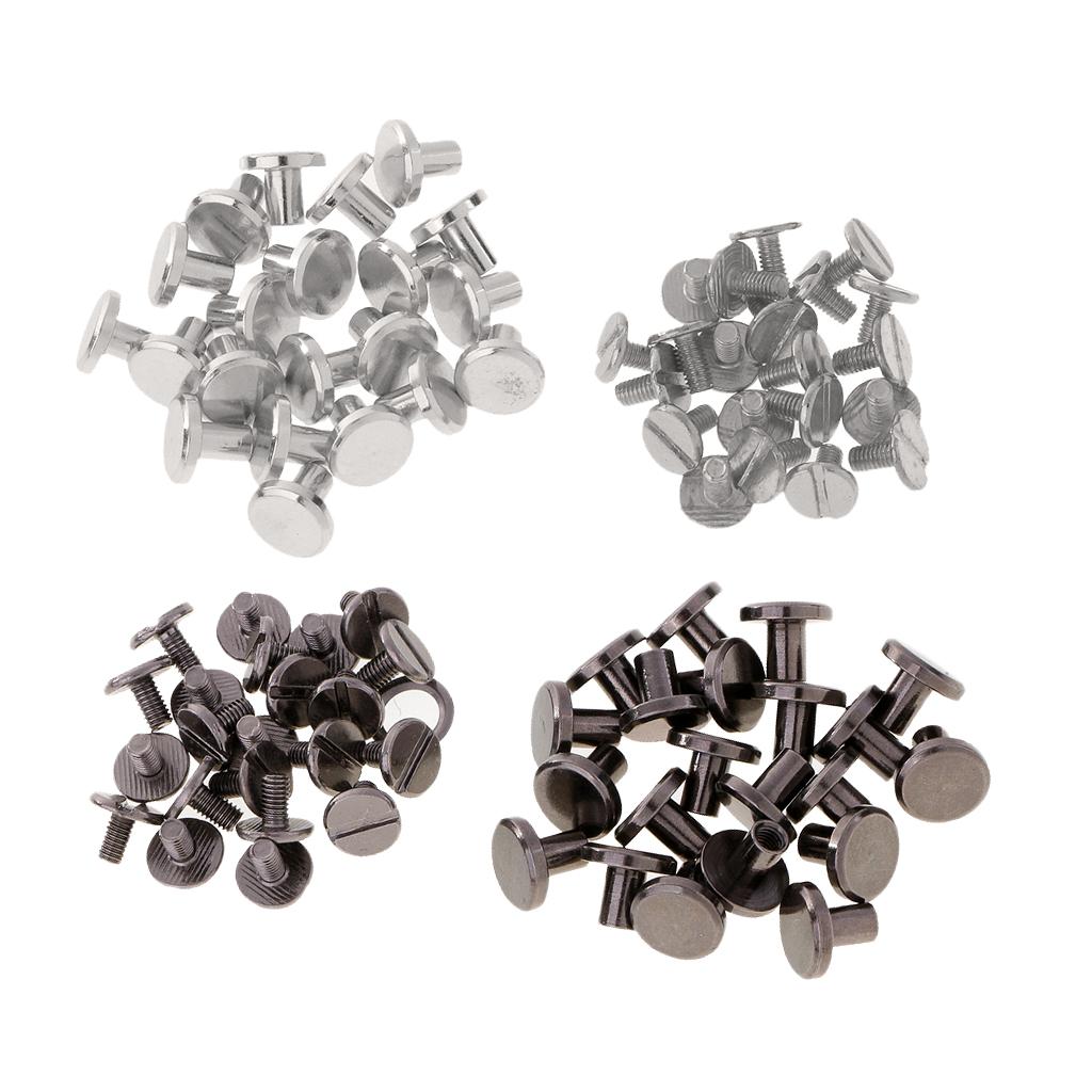 40 Sets Leather Craft Belt Wallet Solid Brass Nail Rivets Chicago Screws 8mm