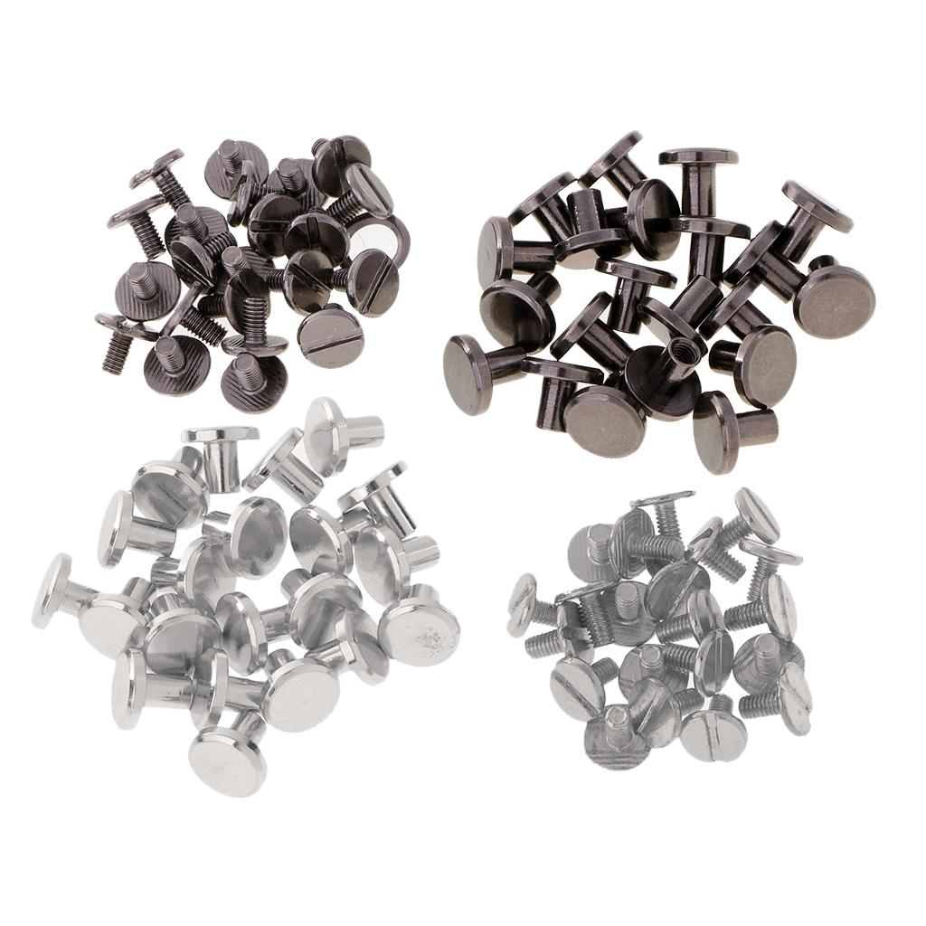 40 Sets Leather Craft Belt Wallet Solid Brass Nail Rivets Chicago Screws 8mm