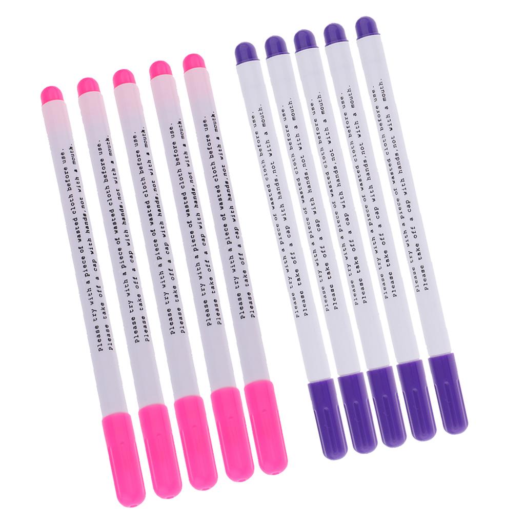 10Pcs Water Erasable/Soluble Pens Tailor Vanishing Marker Pen Pink Purple