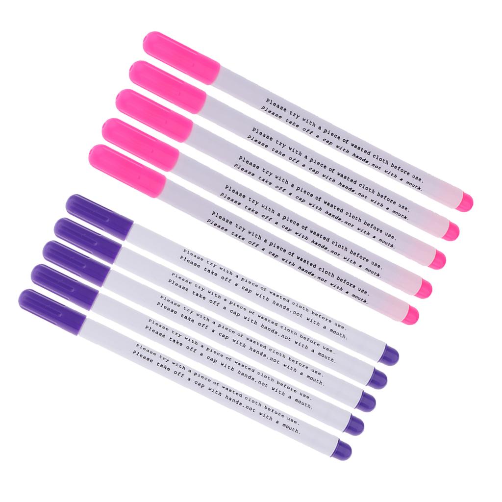 10Pcs Water Erasable/Soluble Pens Tailor Vanishing Marker Pen Pink Purple