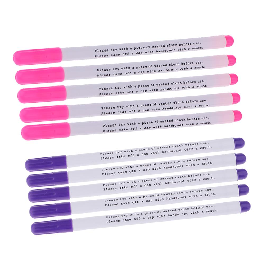 10Pcs Water Erasable/Soluble Pens Tailor Vanishing Marker Pen Pink Purple