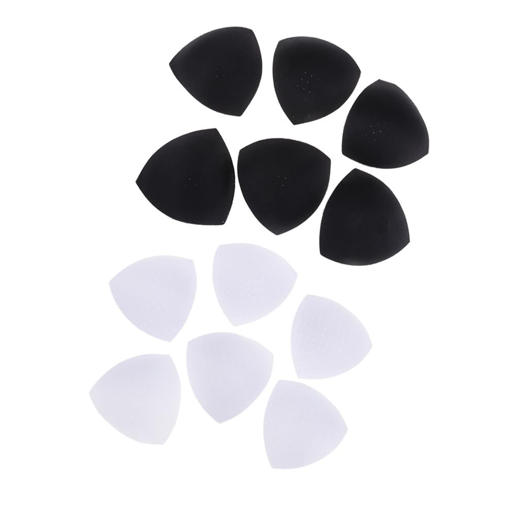 6 Pairs Triangle Sewing In Insert Foam Soft Cup Removable Padded White Black