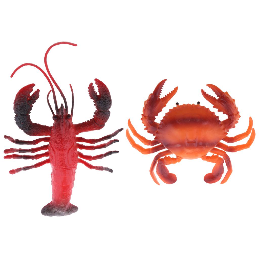 2pcs Fake Model Dispaly Artificial Marine Animals Decoration Lobster & Crab