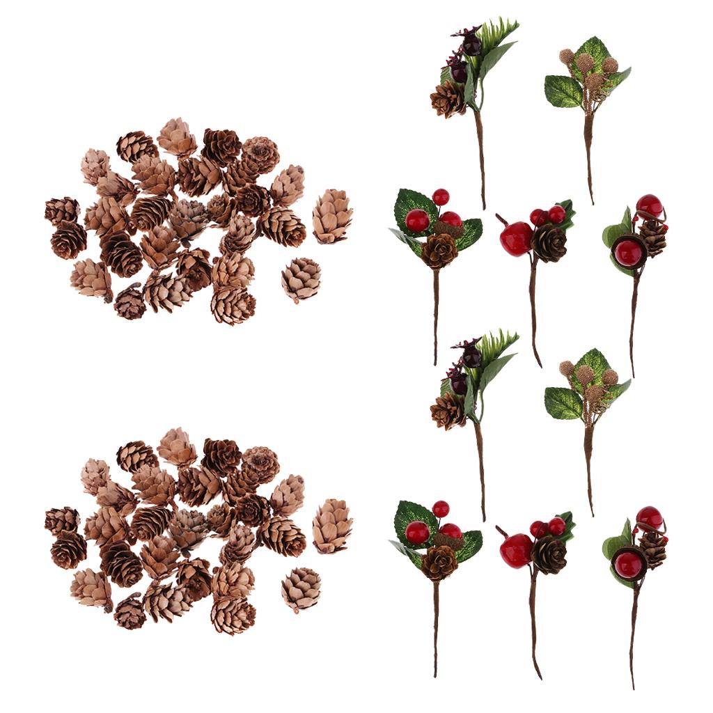 70 Pieces Shabby Chic Artificial Dried Flowers Natural Pine Cones Ornaments
