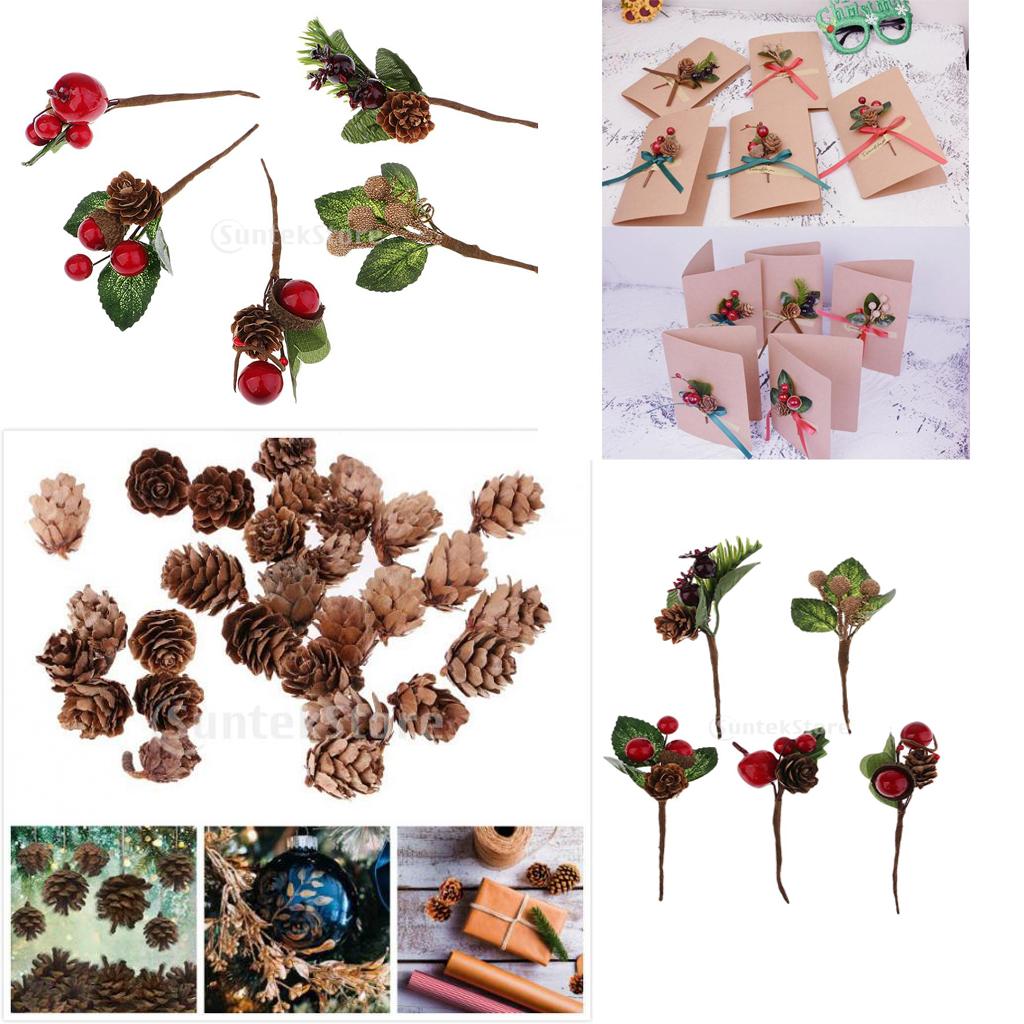 70 Pieces Shabby Chic Artificial Dried Flowers Natural Pine Cones Ornaments