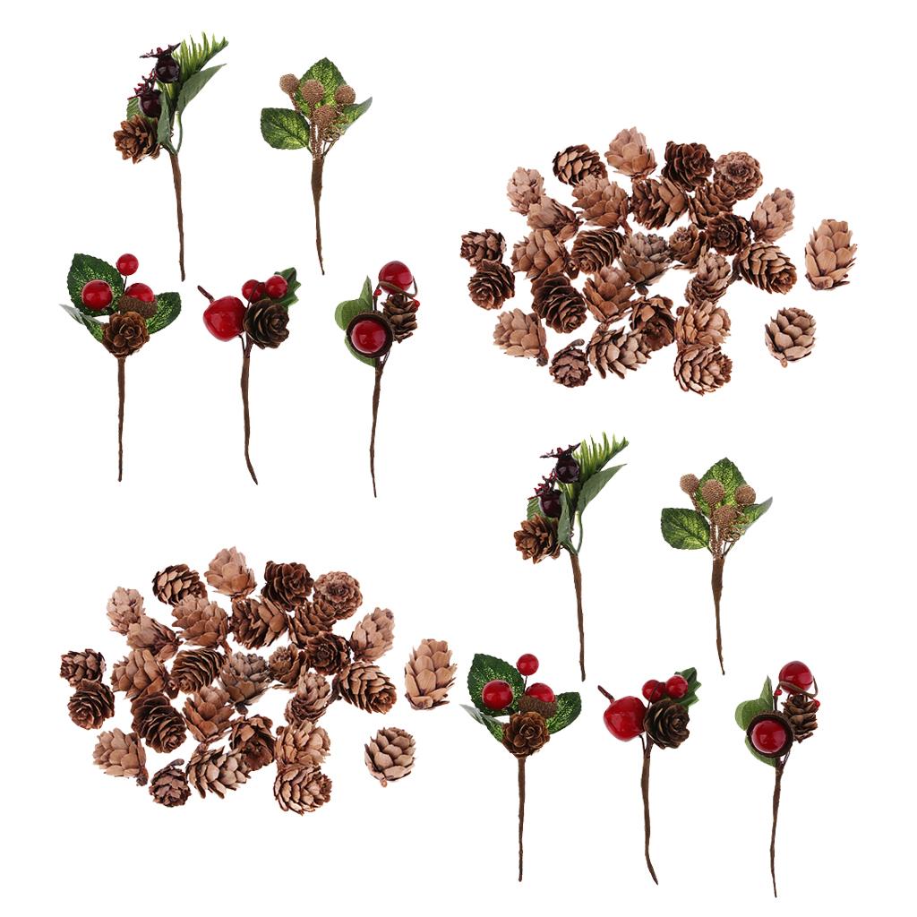 70 Pieces Shabby Chic Artificial Dried Flowers Natural Pine Cones Ornaments