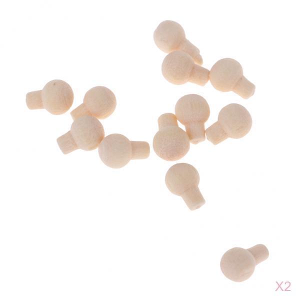 1/12 Dollhouse Miniature Hardware Unpainted Wooden Rounded Pull Handle 24Pcs