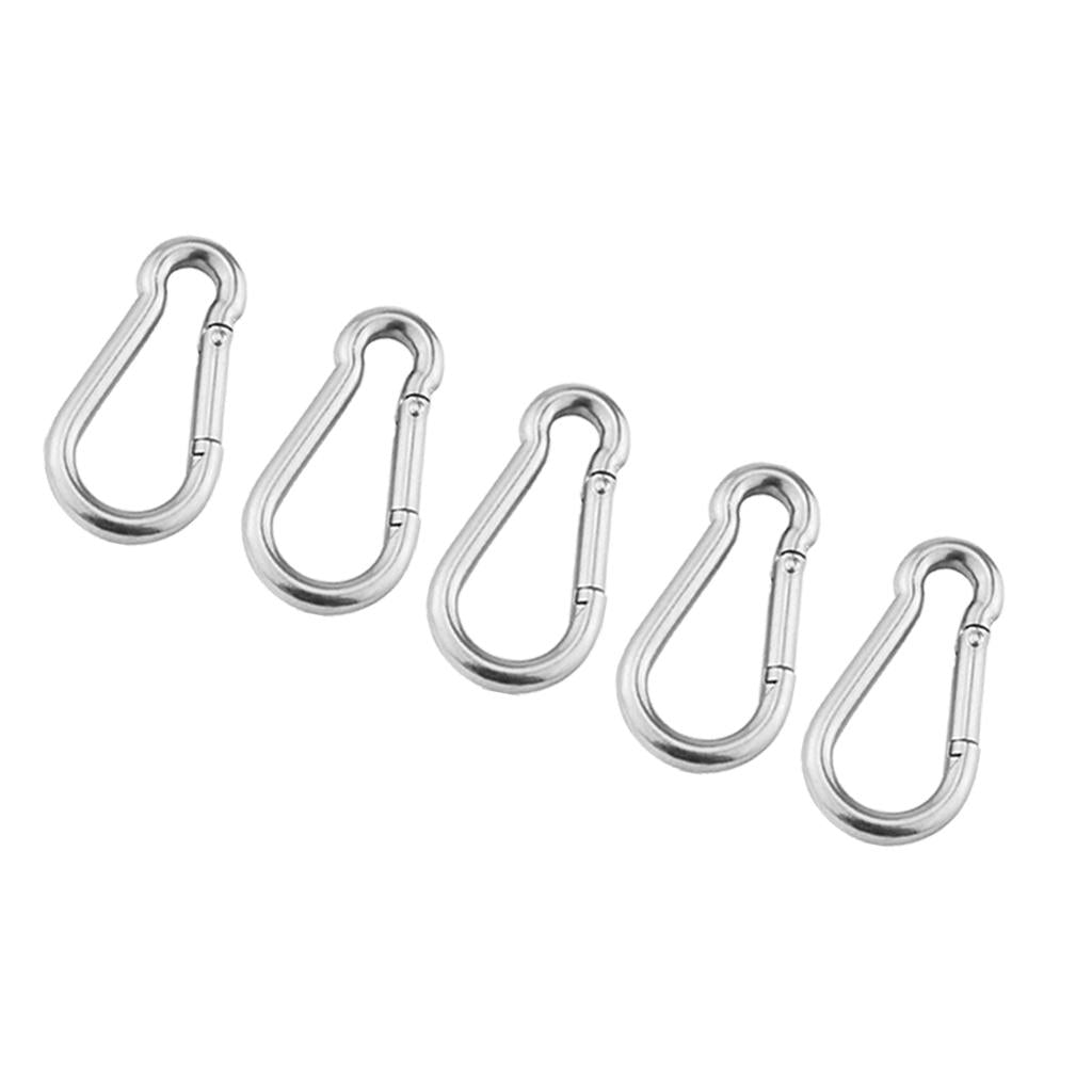 5Pcs Multifunctional Stainless Steel Spring Carabiner Quick Link Ring Hook