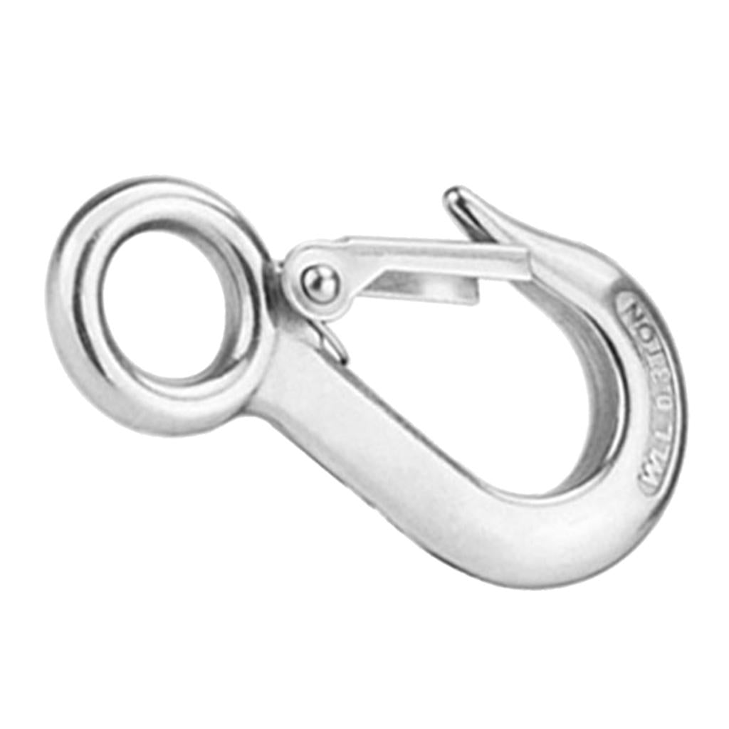 2Pcs Strong Stainless Steel Eye Hook w/ Clevis Safety Latch for Winch Cable