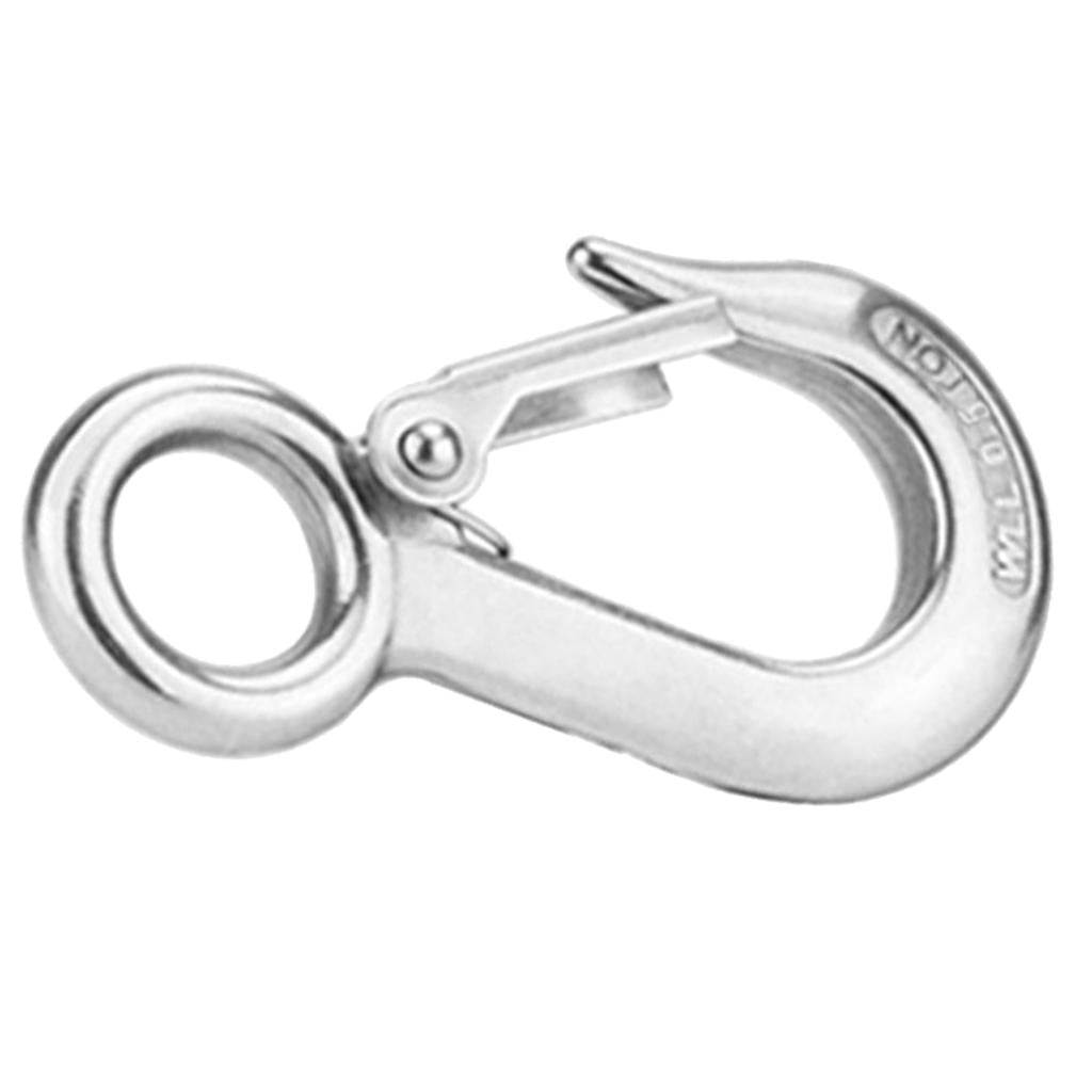 2Pcs Strong Stainless Steel Eye Hook w/ Clevis Safety Latch for Winch Cable