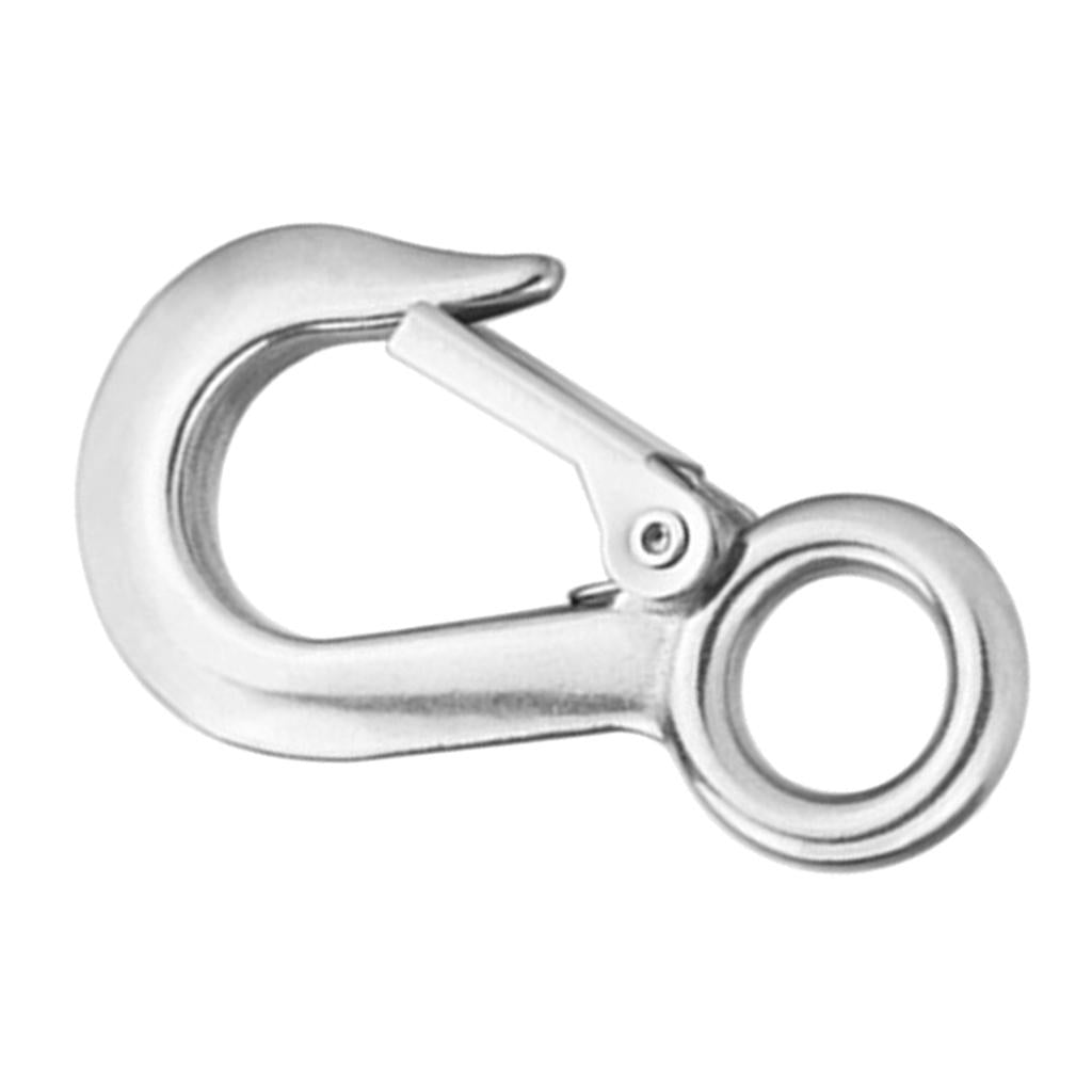 2Pcs Strong Stainless Steel Eye Hook w/ Clevis Safety Latch for Winch Cable