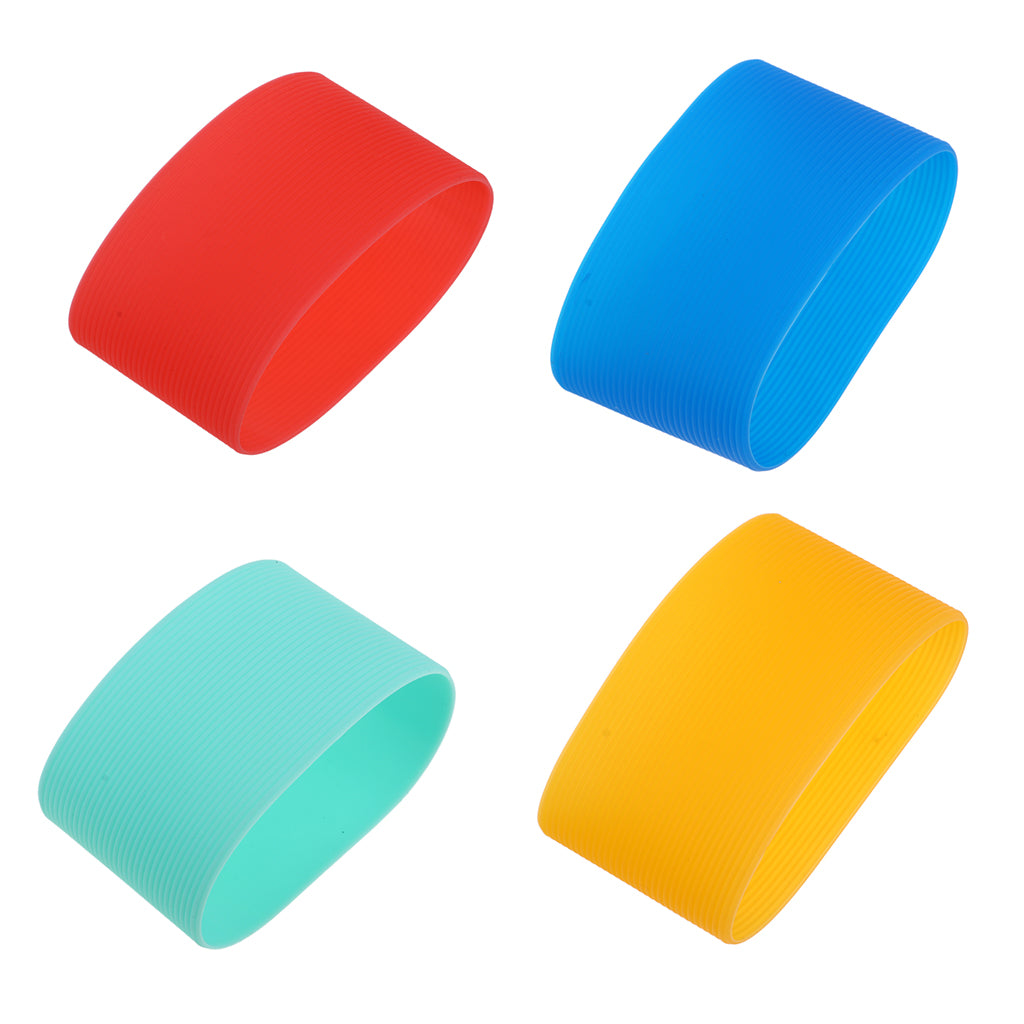 4Pcs Outdoor Silicone Round Non-slip Water Bottle Mug Cup Sleeve Cover