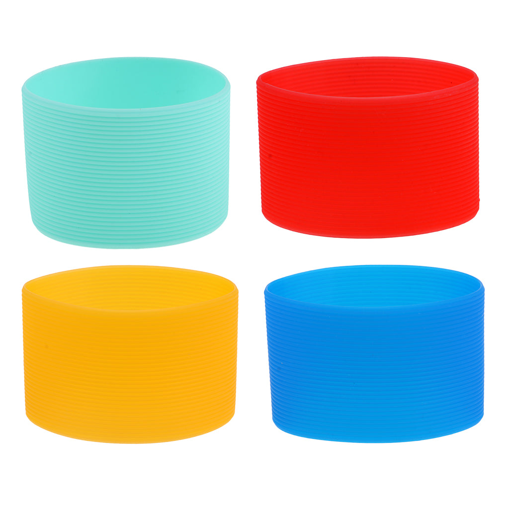4Pcs Outdoor Silicone Round Non-slip Water Bottle Mug Cup Sleeve Cover