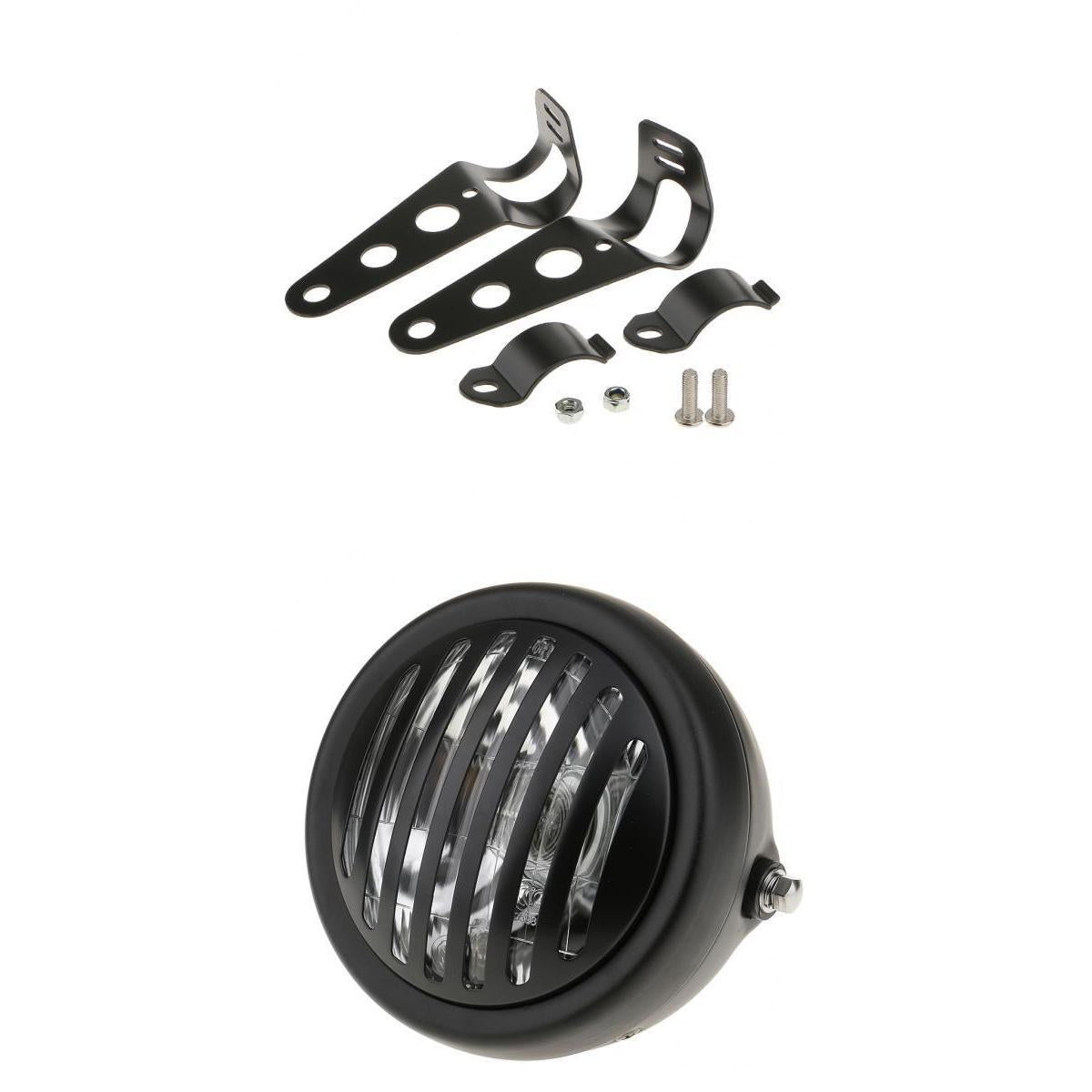 6 Retro Metal Motorcycle LED Finned Grill Headlight Head Lamp for Bracket"