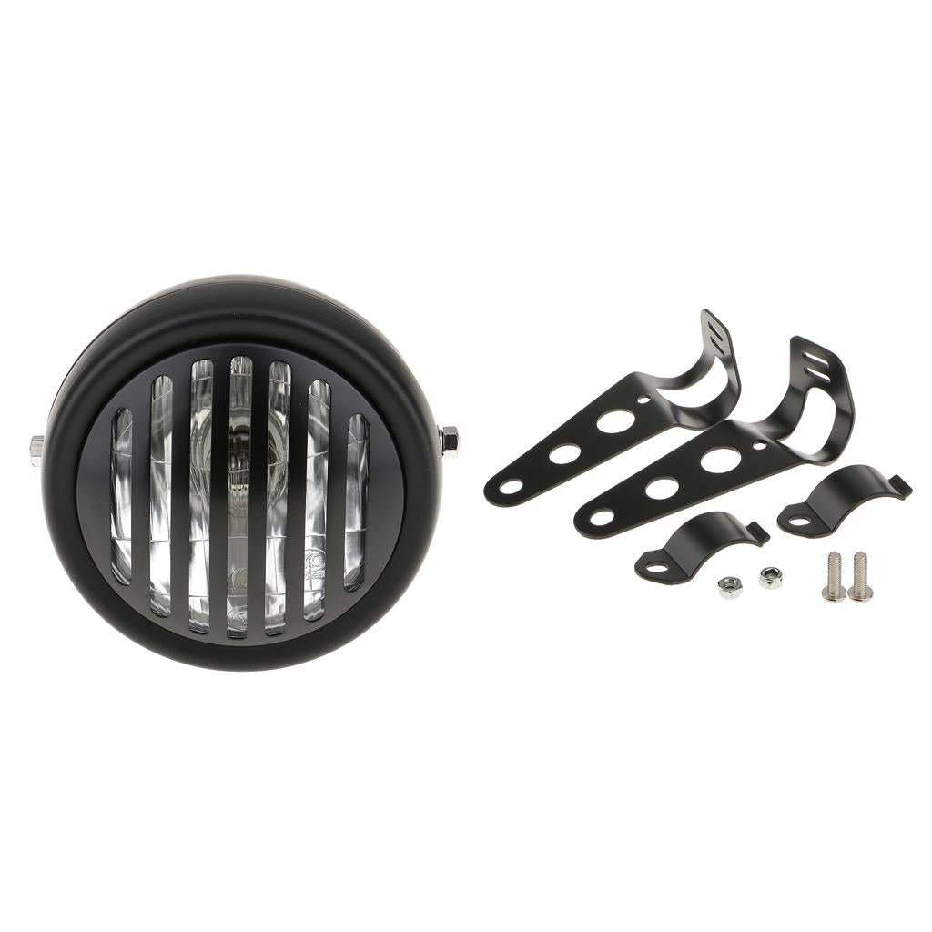 6 Retro Metal Motorcycle LED Finned Grill Headlight Head Lamp for Bracket"