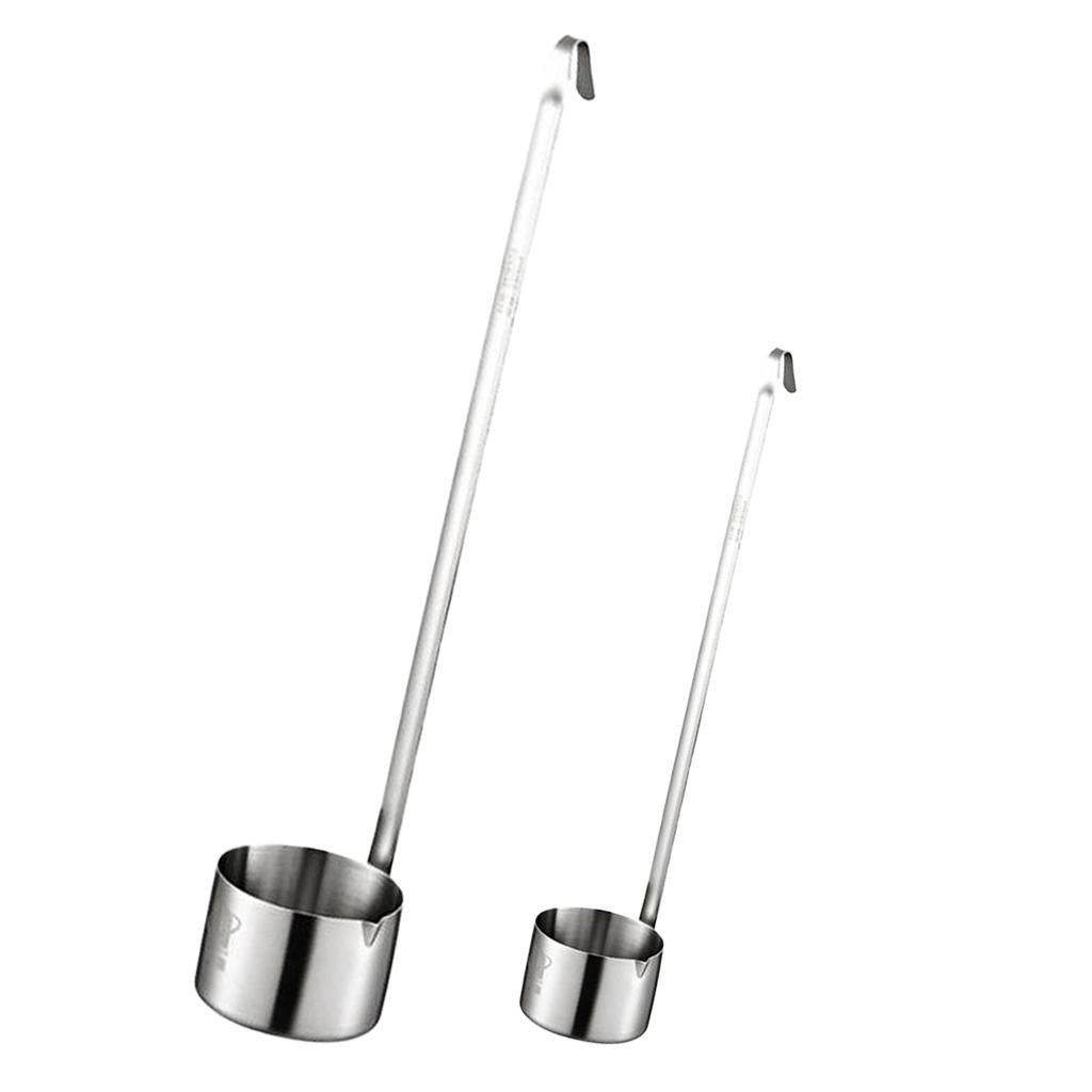 2pcs Wine Dipper Beer Pouring Measure Spoon Hanging Sauce Ladle 50ml+125ml