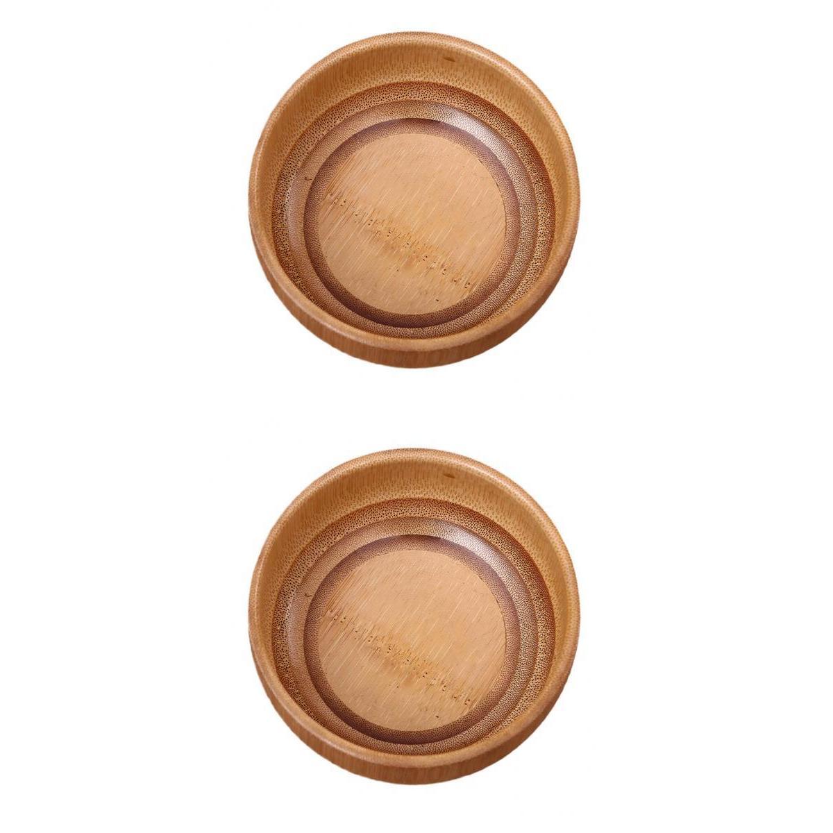 2x Bamboo Round Kids Soup Bowl Salad Serving Bowl Handmade Noodles Rice Bowl