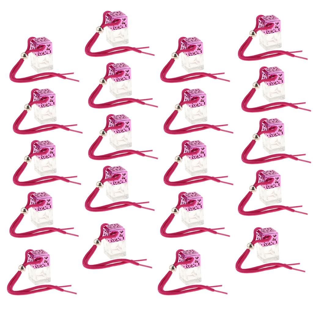 25x Empty Refillable Clear Glass Perfume Bottle Hanging Pendant Car Decor