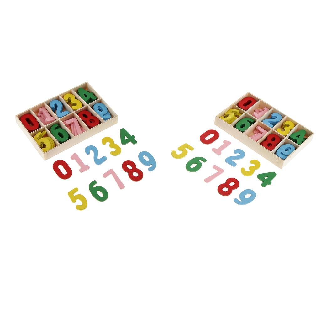 120 Pieces Colorful Wooden Arabic Number with Storage Tray for DIY Crafts