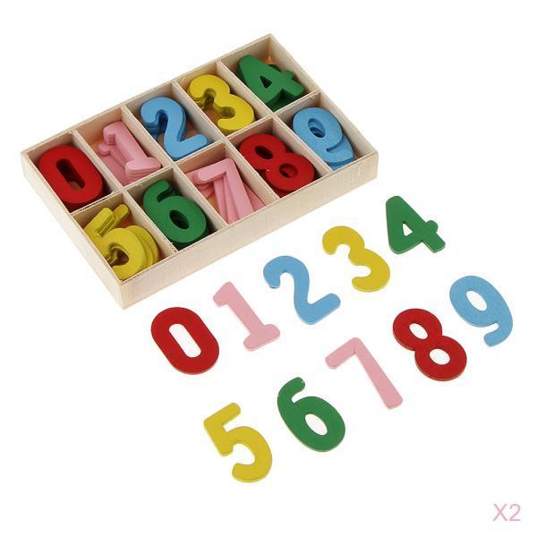 120 Pieces Colorful Wooden Arabic Number with Storage Tray for DIY Crafts