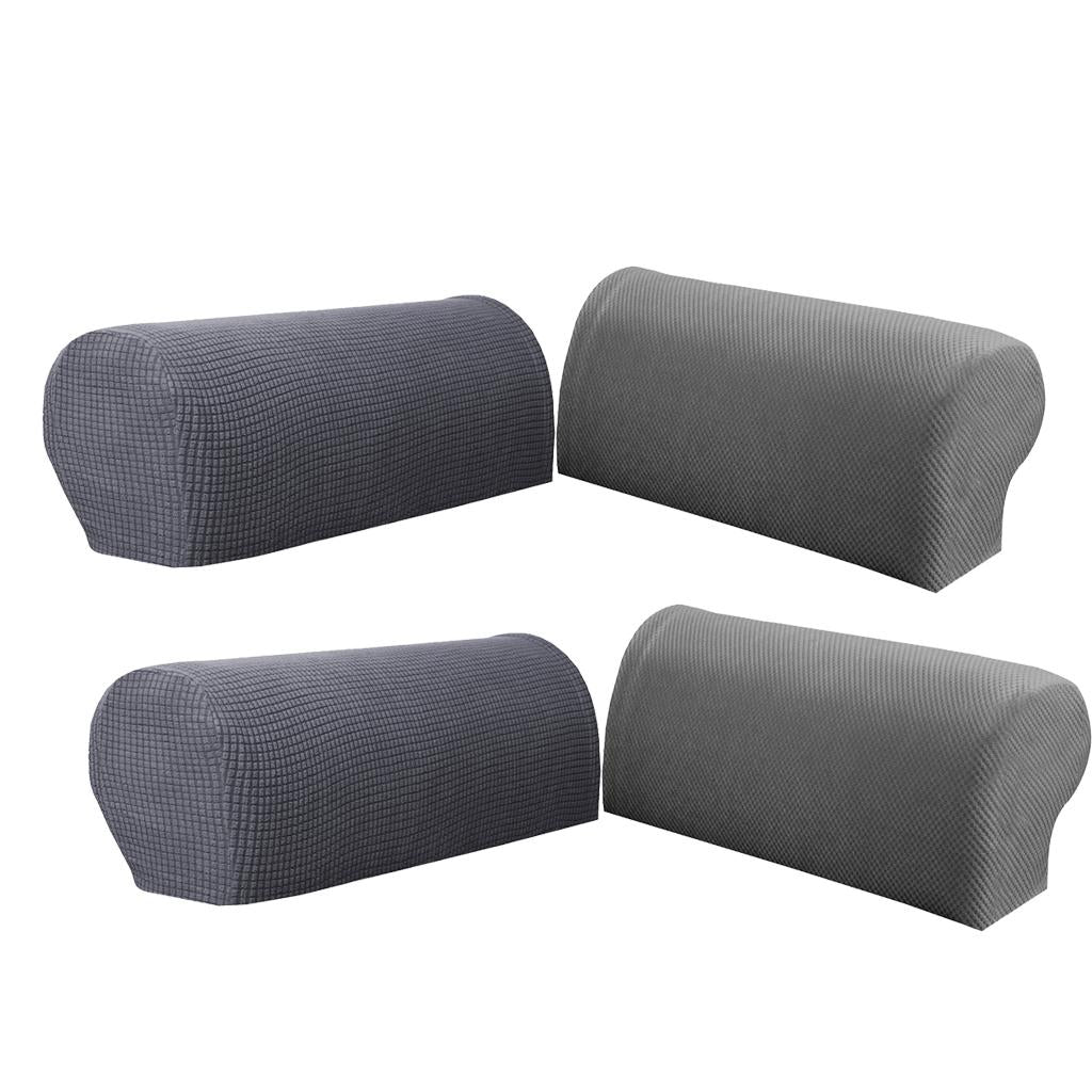 2 Pair(2Pattern) Sofa Armrest Covers Armchair Slipcovers Protector Grey