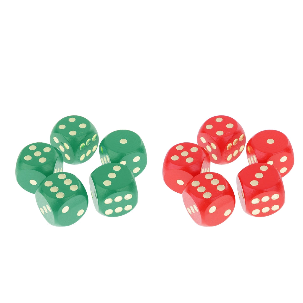 3cm Wooden Dice D6 Six Sided Dotted Dices RPG Board Game Dies, Pack of 10